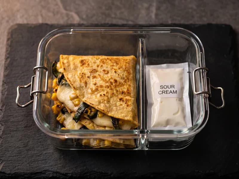 Quesadilla de desayuno de rajas y queso Oaxaca
